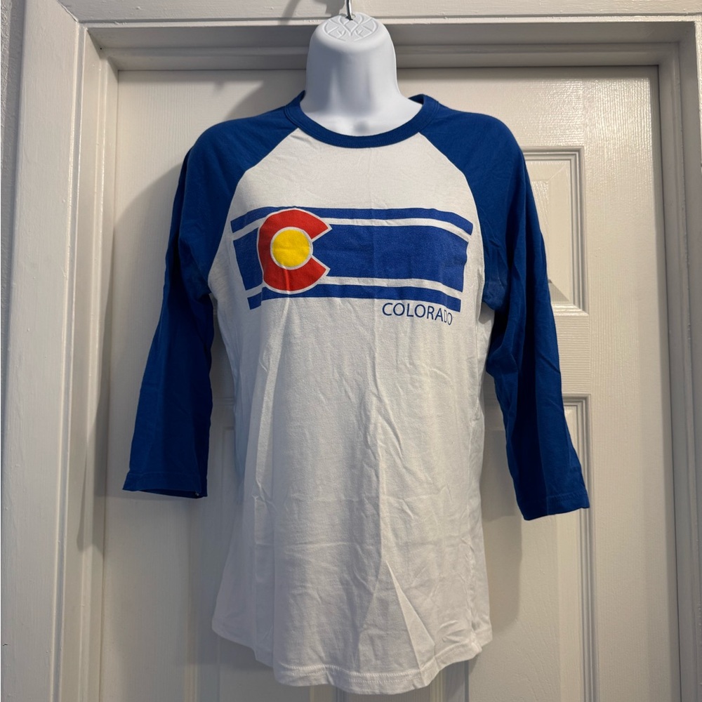 Blue and White Colorado Raglan T-Shirt